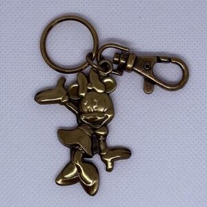 Disney Minnie Mouse Solid Brass Metal Keychain Hook Clasp Gold